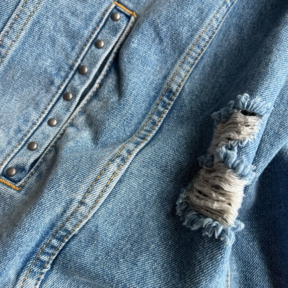 Free People Blue Jean Jacket with Studded Details - Picture 7 of 10